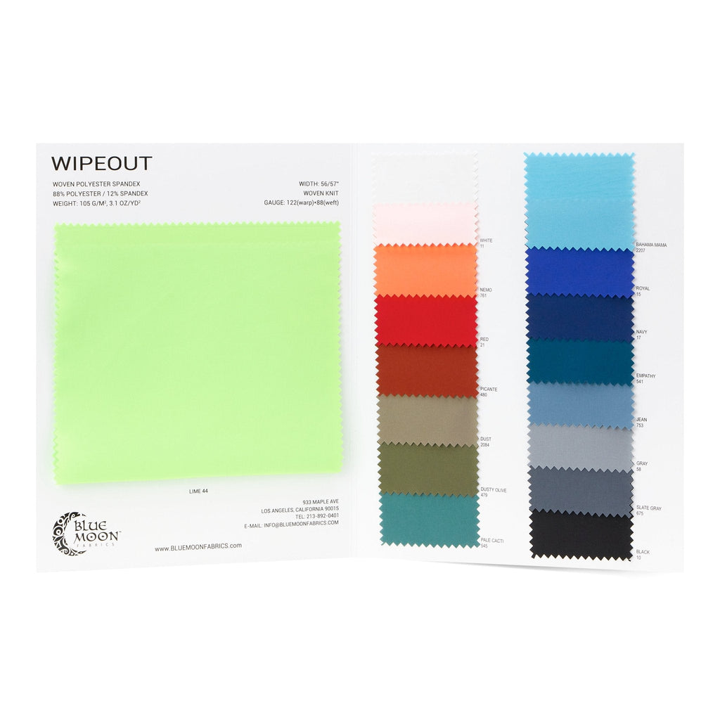 HK475 - Wipeout Woven Polyester Spandex Color Card | Blue Moon Fabrics