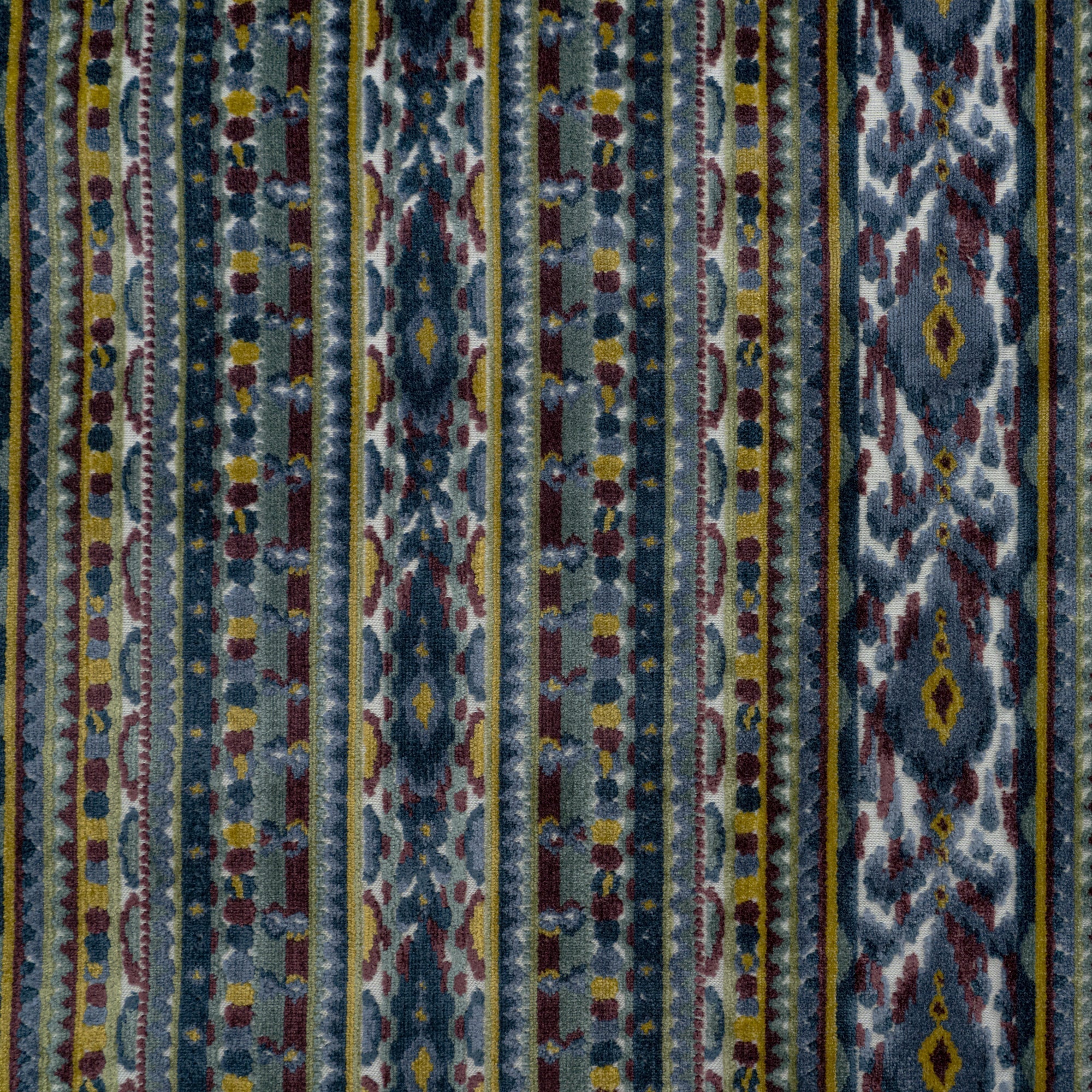 SUMATRA - MODERN GEOMETRIC FLAIR CUT VELVET UPHOLSTERY FABRIC BY THE YARD