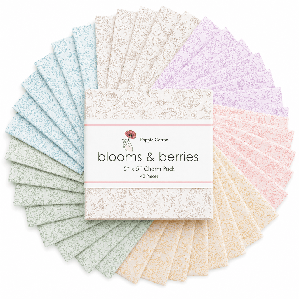 Blooms and Berries by Poppie Cotton - 5"x5" Charm Pack (42 Squares)