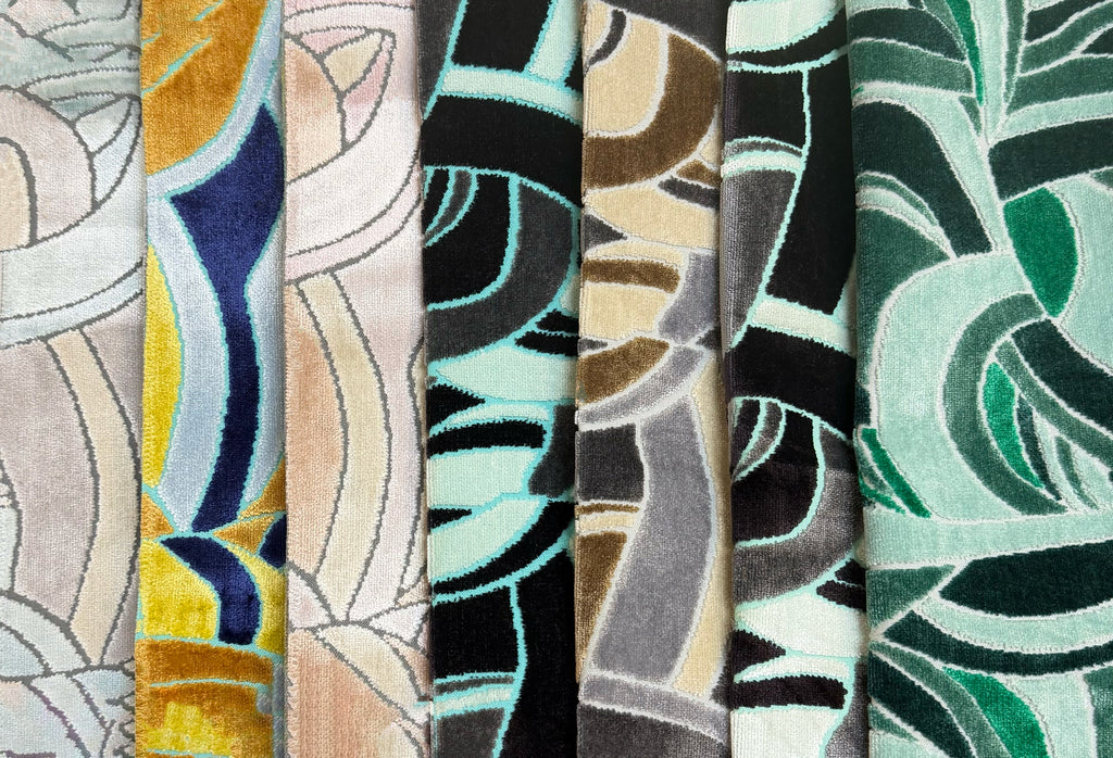 BRUBECK - MULTI-PURPOSE ABSTRACT CUT VELVET UPHOLSTERY FABRIC BY THE YARD
