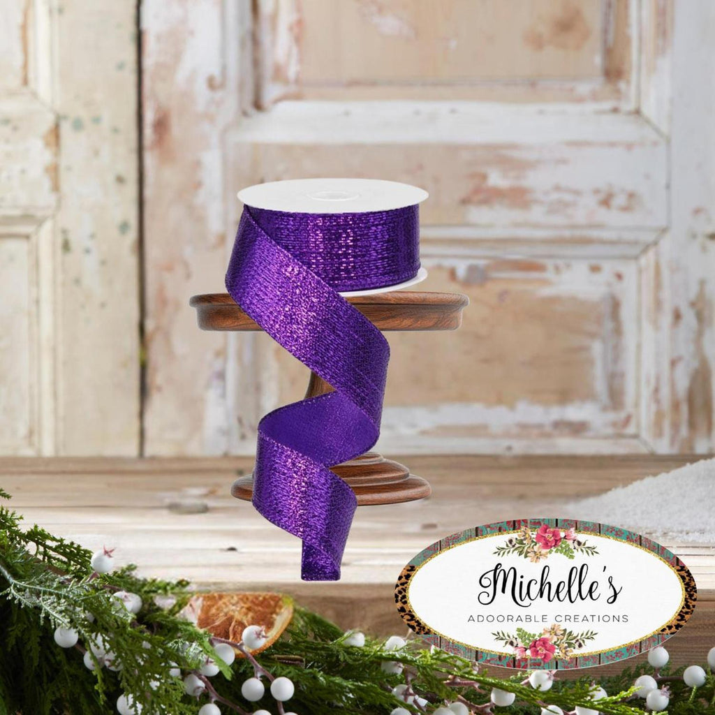 1.5" Metallic Lame Ribbon: Purple (10 Yards)