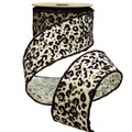 2.5" Linen Leopard Print Ribbon: Cream (10 Yards)