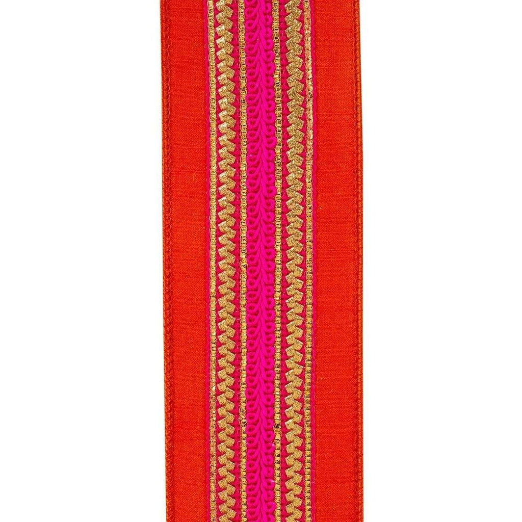2.5" Regal Stripe Trimming Dupioni Ribbon: Copper/Pink (5 Yards)