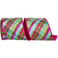 4" Deluxe Bright Plaid Ribbon: Fuchsia (5 Yards)
