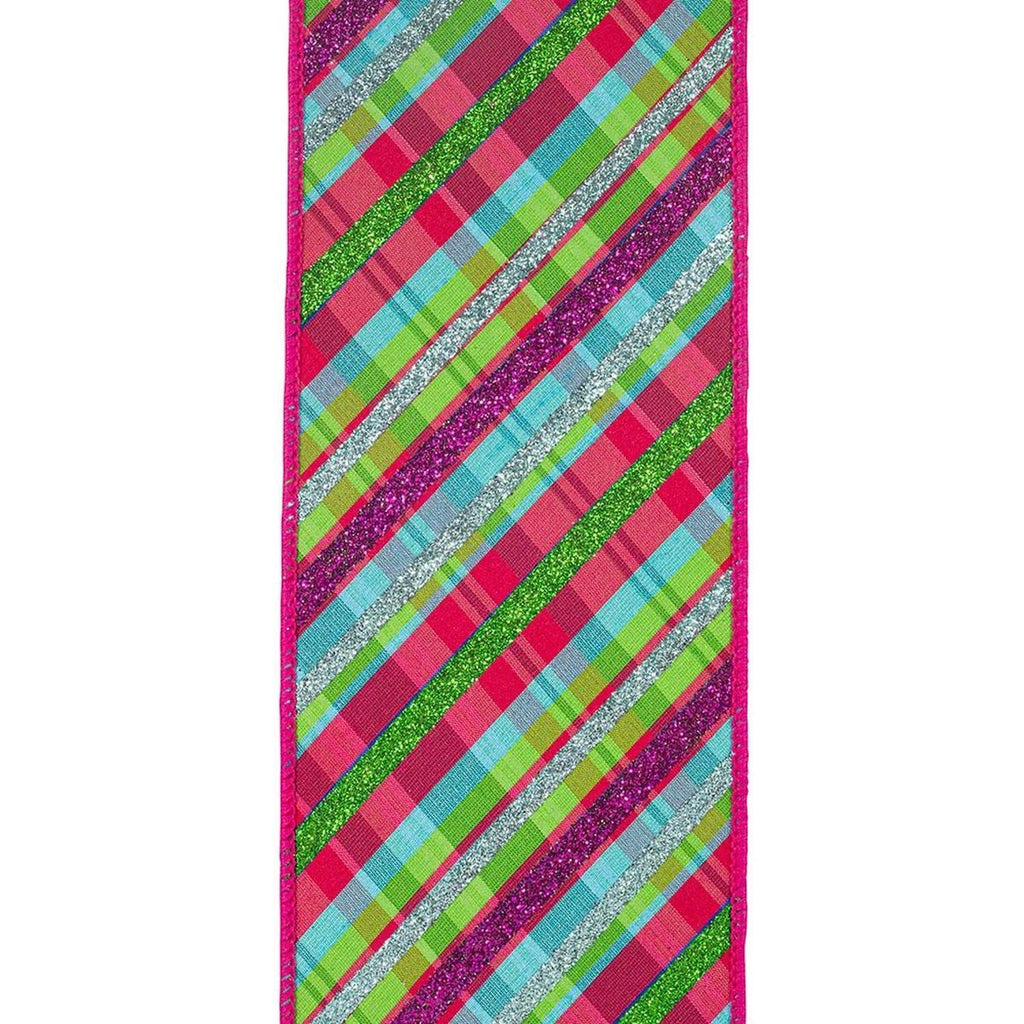 4" Deluxe Bright Plaid Ribbon: Fuchsia (5 Yards)