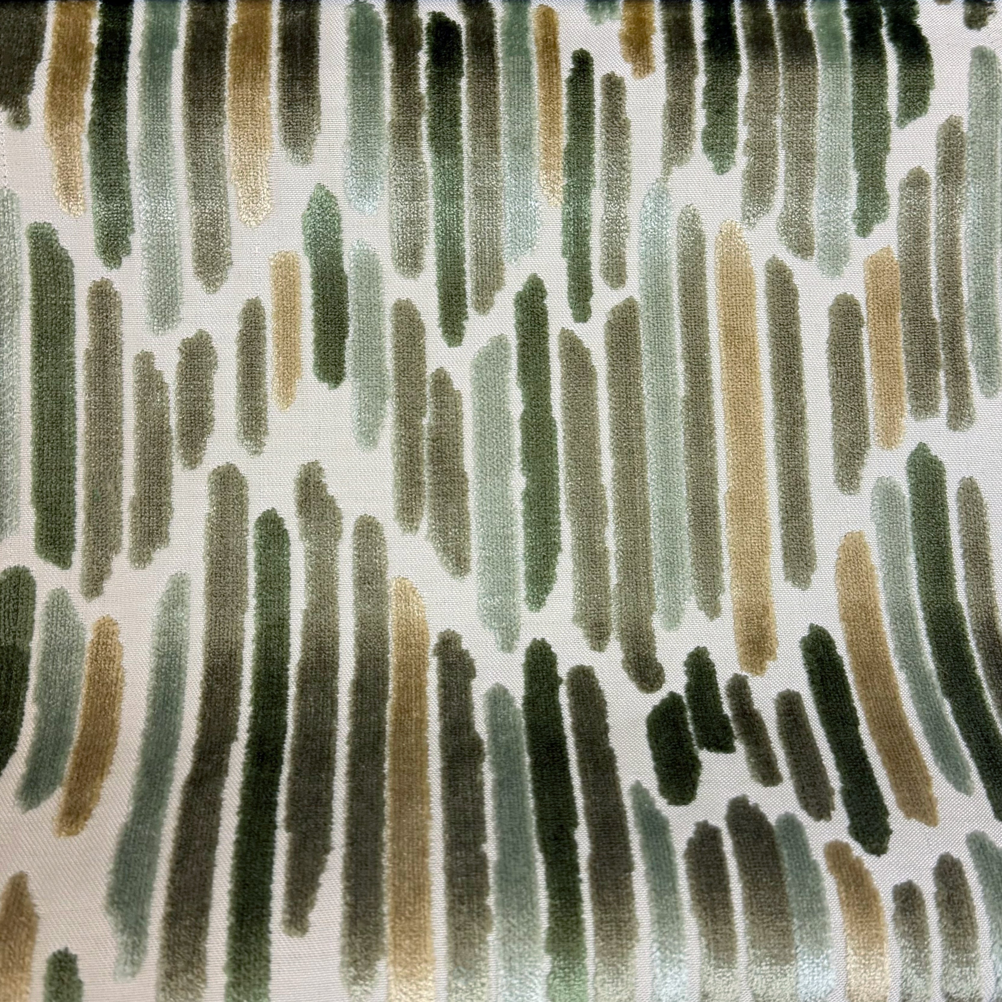 CASCADE - HARMONY, GEOMETRIC CUT VELVET UPHOLSTERY FABRIC BY THE YARD