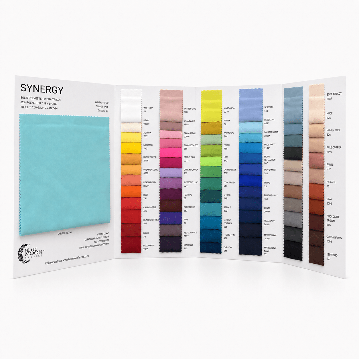 AT246 - Synergy Polyester Lycra Color Card | Blue Moon Fabrics
