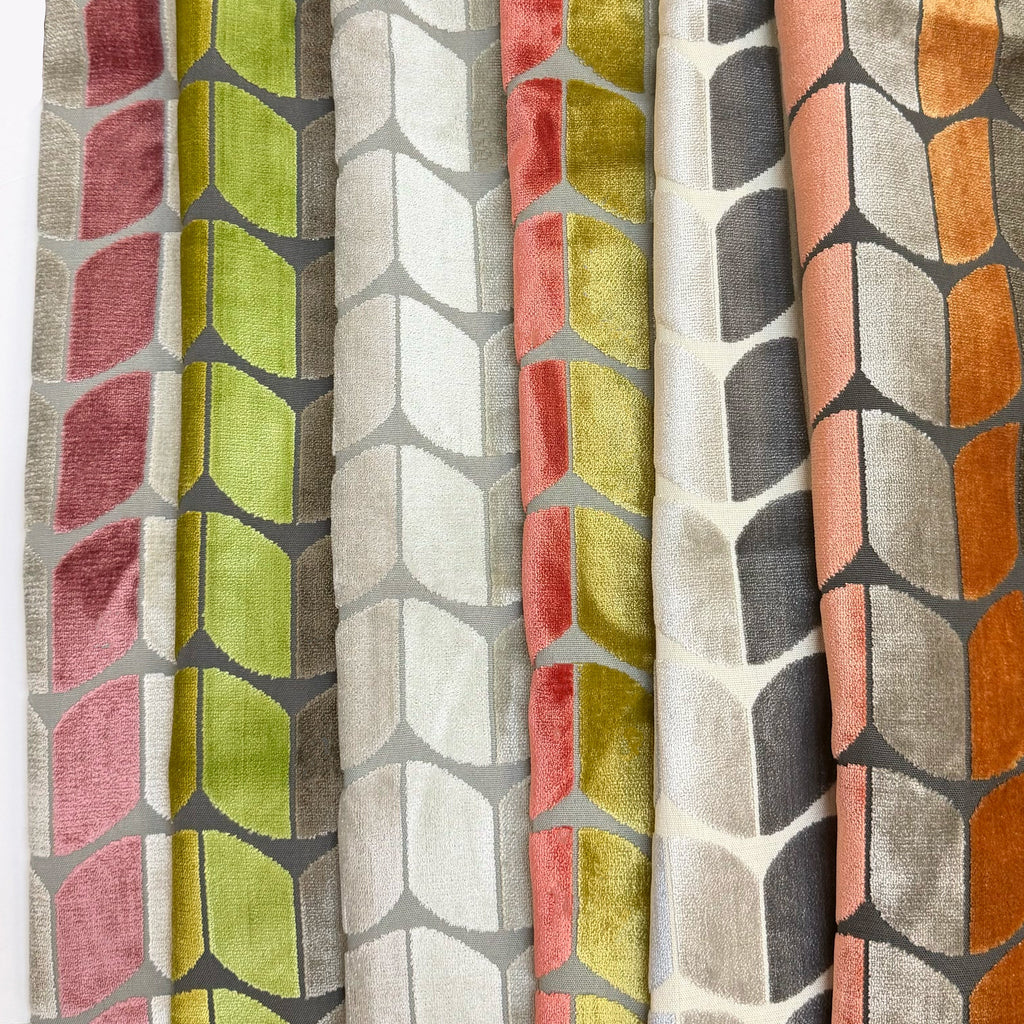 COPENHAGEN - ARROW PATTERN CUT VELVET UPHOLSTERY FABRIC BY THE YARD