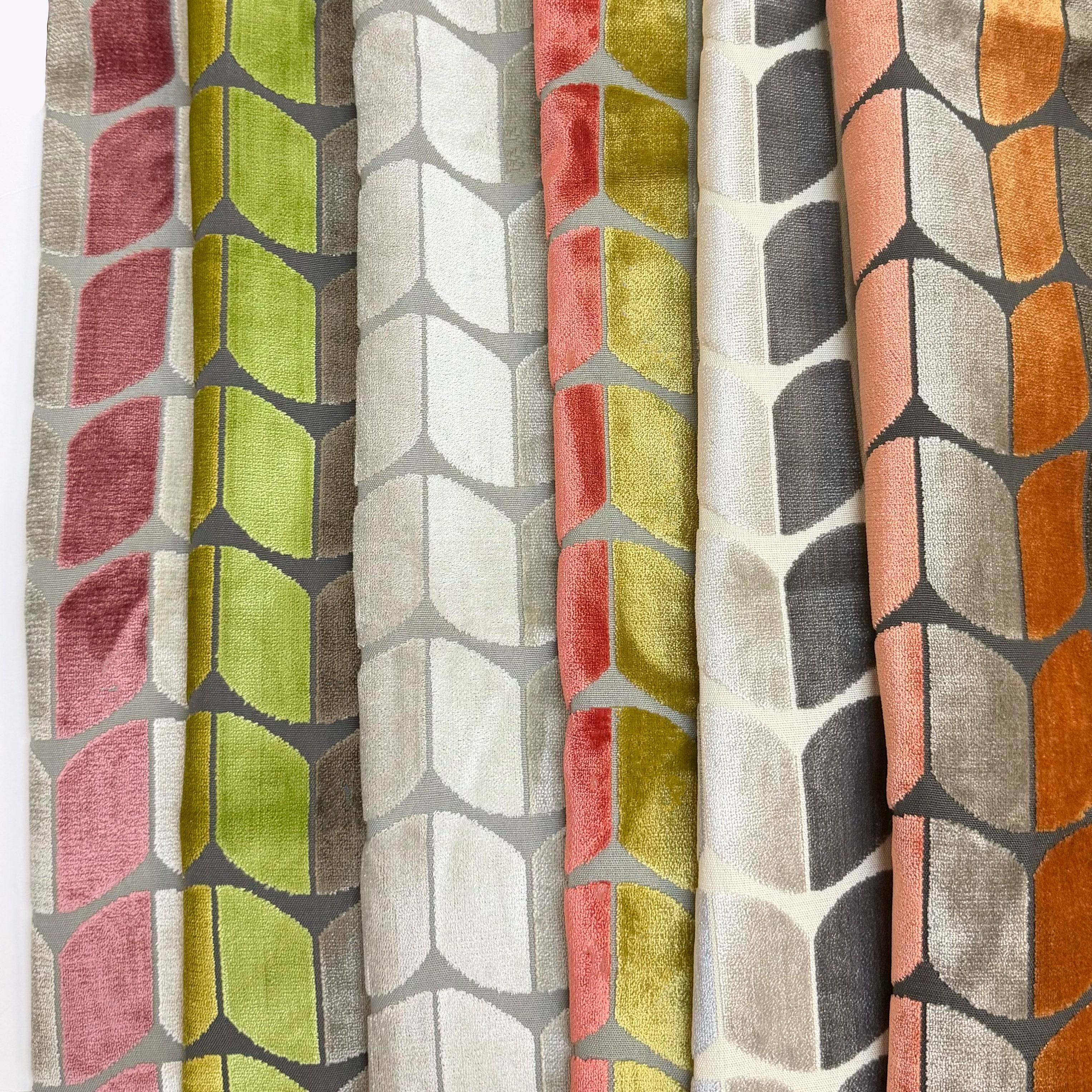COPENHAGEN - ARROW PATTERN CUT VELVET UPHOLSTERY FABRIC BY THE YARD