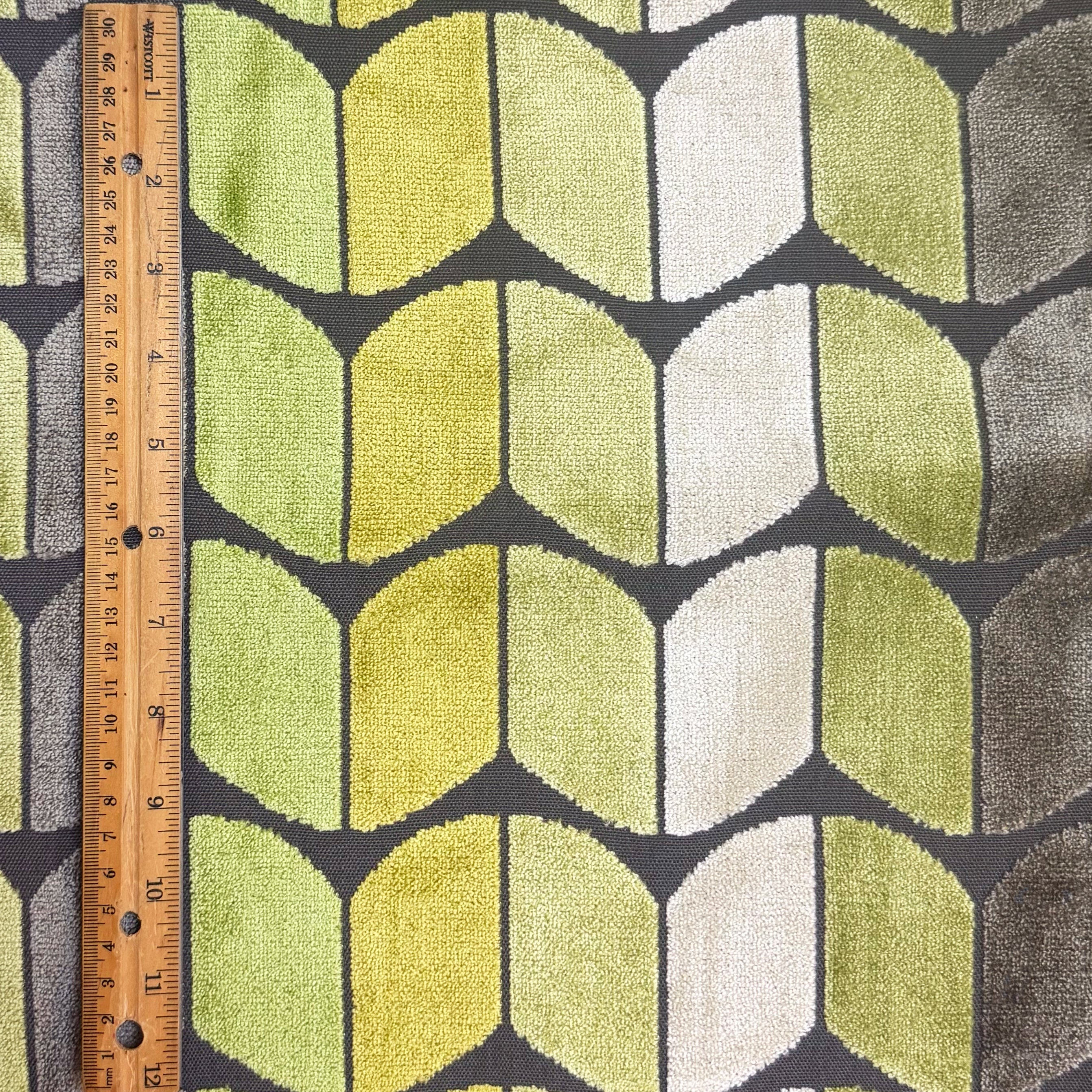 COPENHAGEN - ARROW PATTERN CUT VELVET UPHOLSTERY FABRIC BY THE YARD