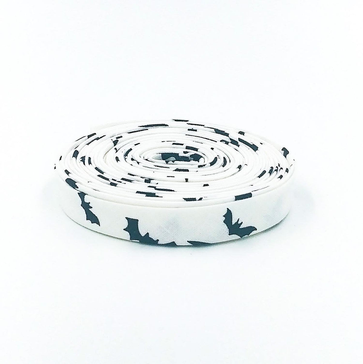 Double Fold Bias Tape 1/2'' Bats White Black Halloween Bias Binding