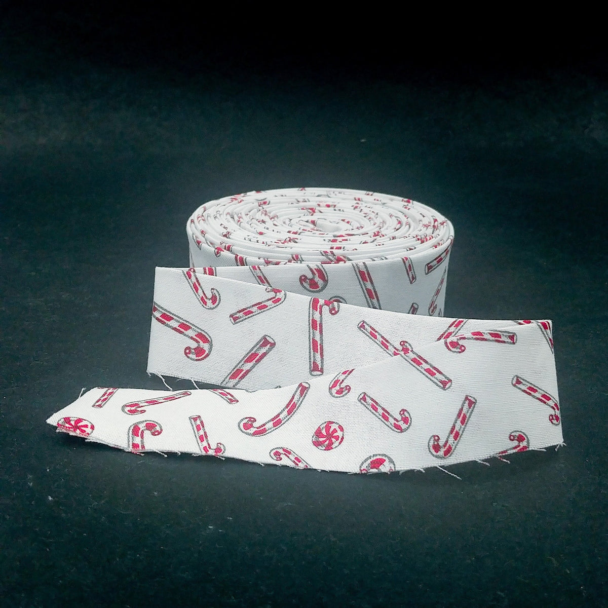 Quilt Binding Christmas Joys Candy Canes White 1 1/4" Single Fold