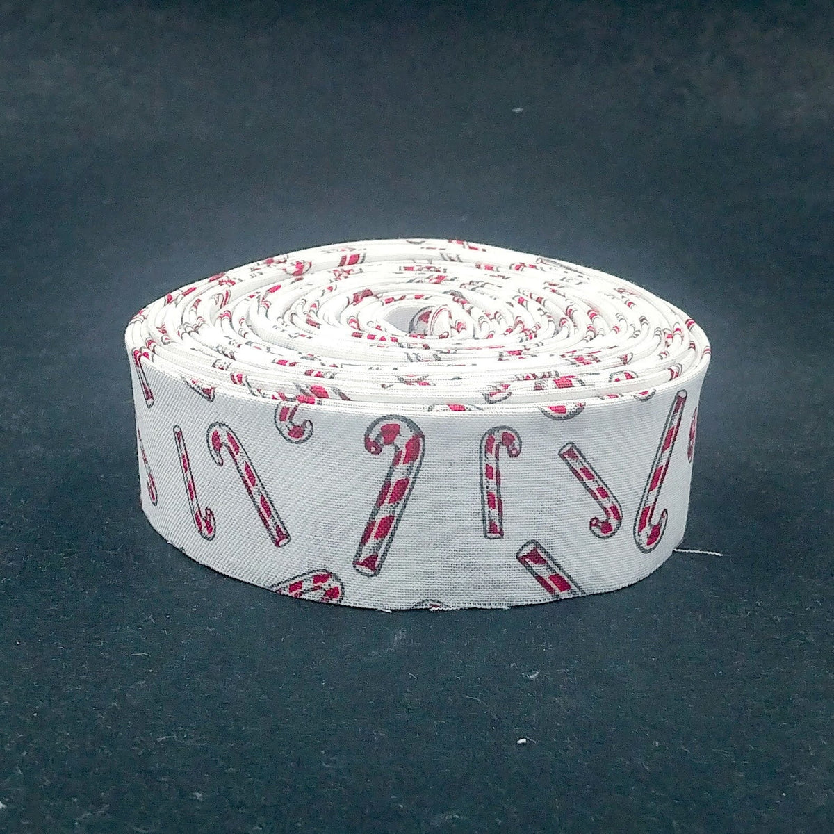 Quilt Binding Christmas Joys Candy Canes White 1 1/4" Single Fold