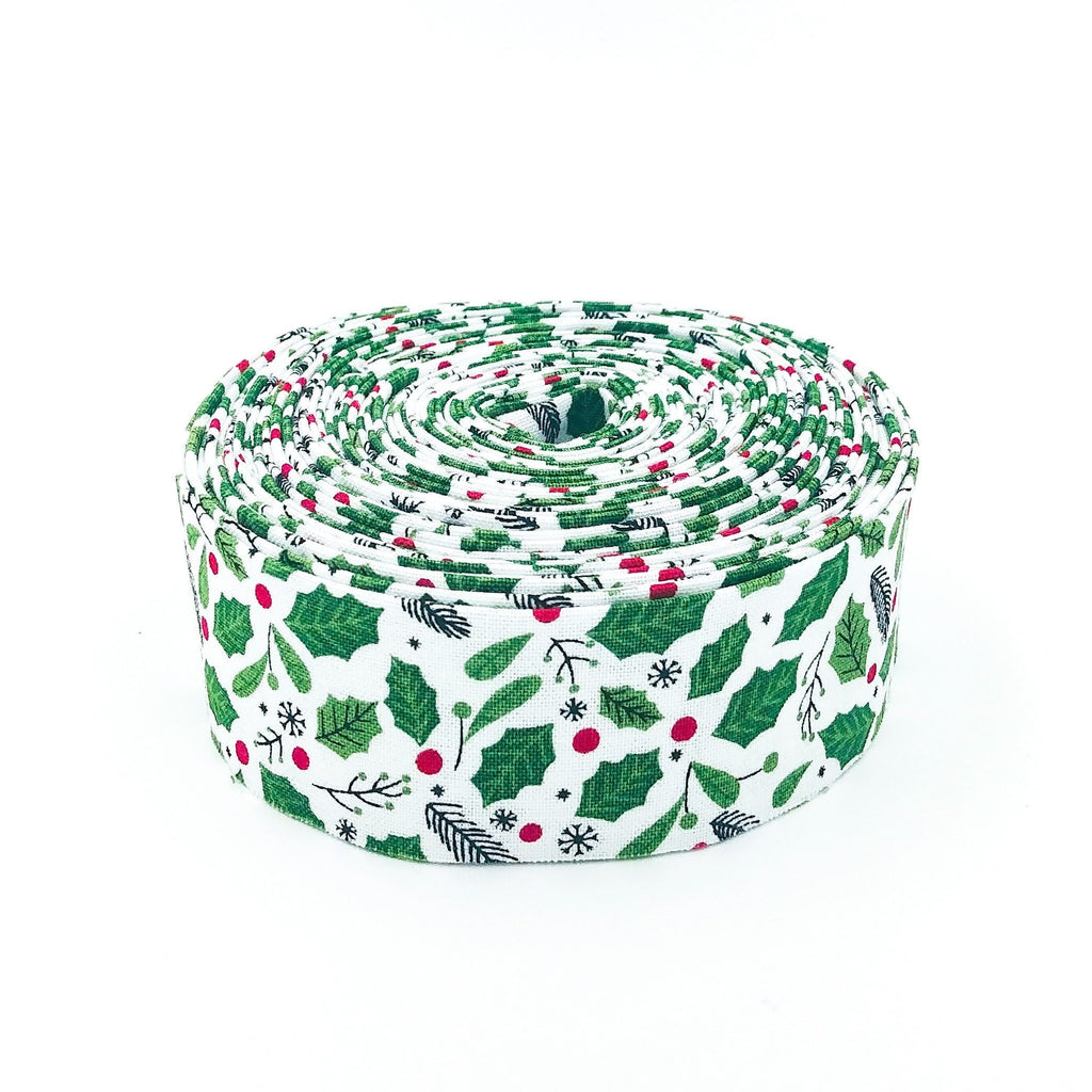 Quilt Binding The Magic of Christmas Holly White 1 1/4" Single Fold