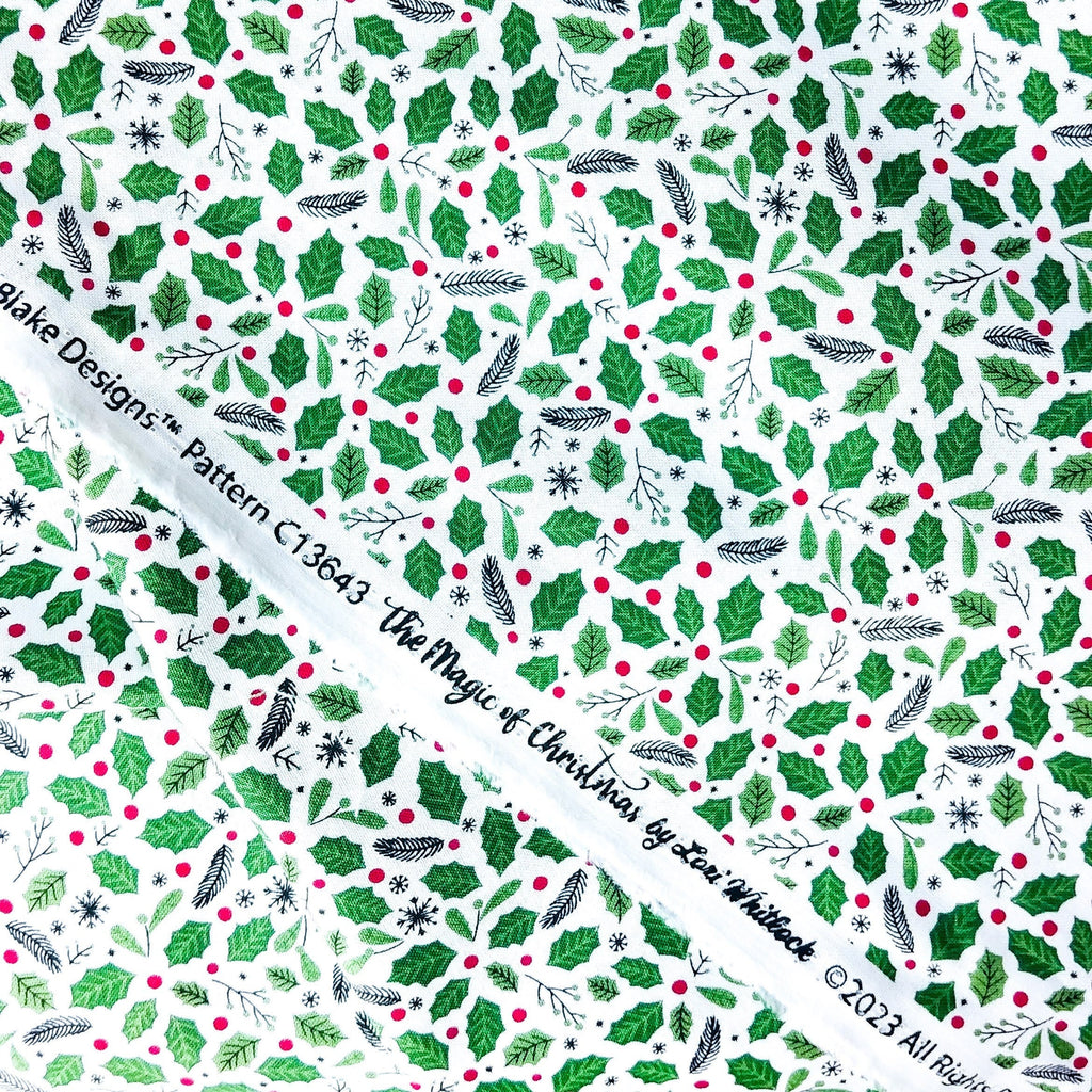Quilt Binding The Magic of Christmas Holly White 1 1/4" Single Fold