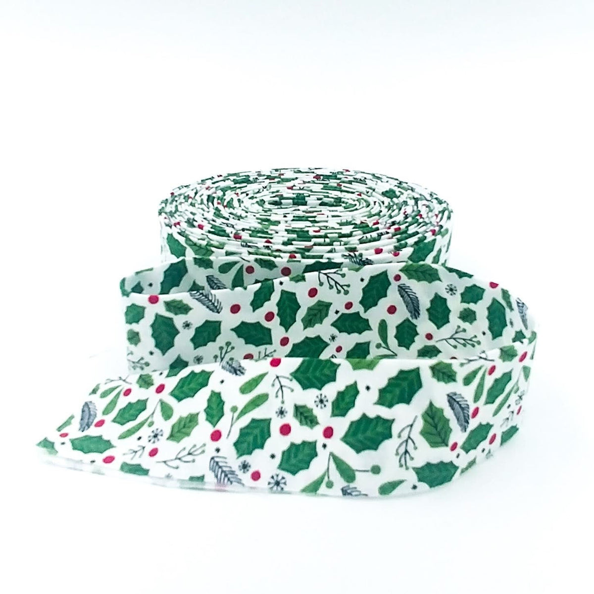 Quilt Binding The Magic of Christmas Holly White 1 1/4" Single Fold