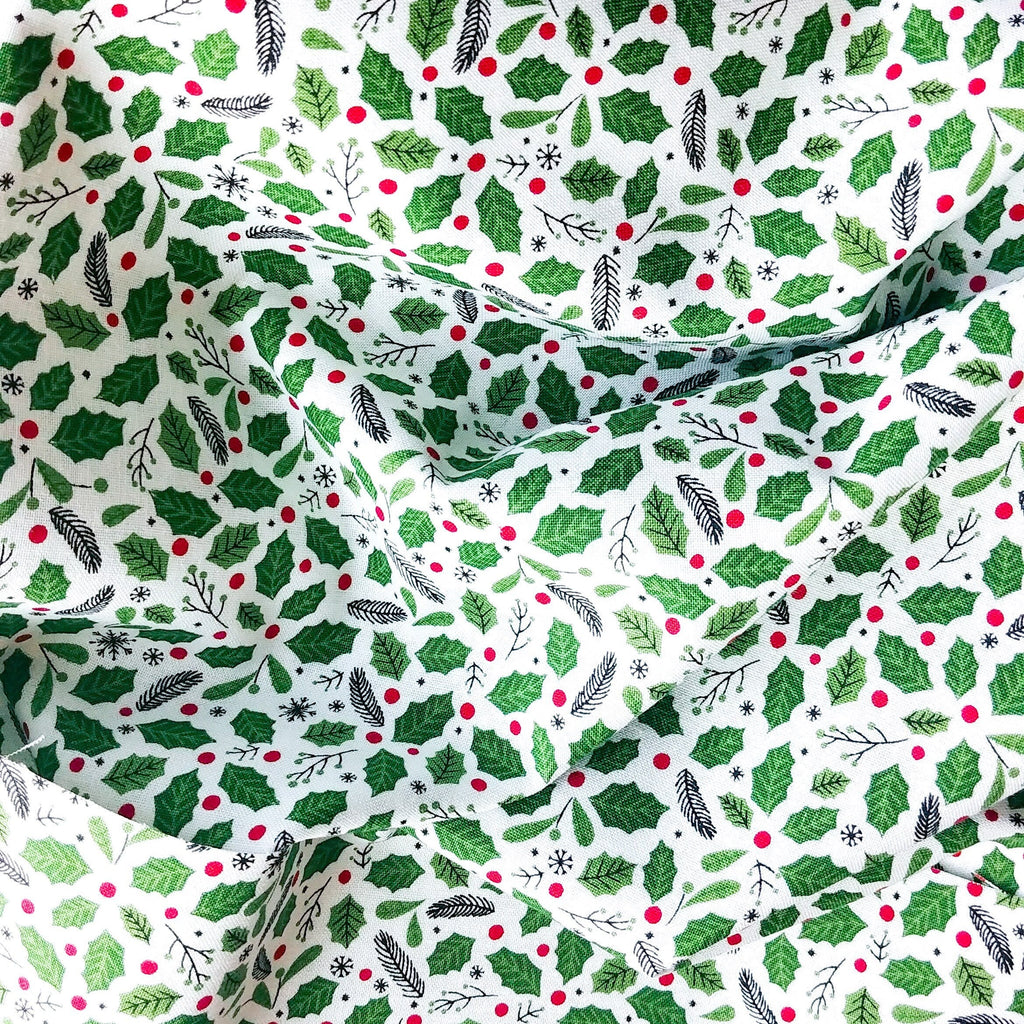 Quilt Binding The Magic of Christmas Holly White 1 1/4" Single Fold