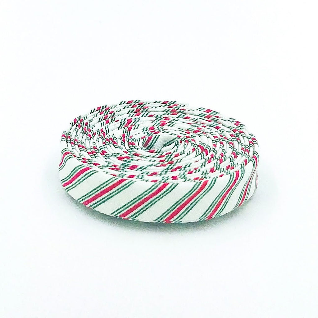 Double Fold Bias Tape 1/2'' Merry Little Christmas Stripes Cream Binding