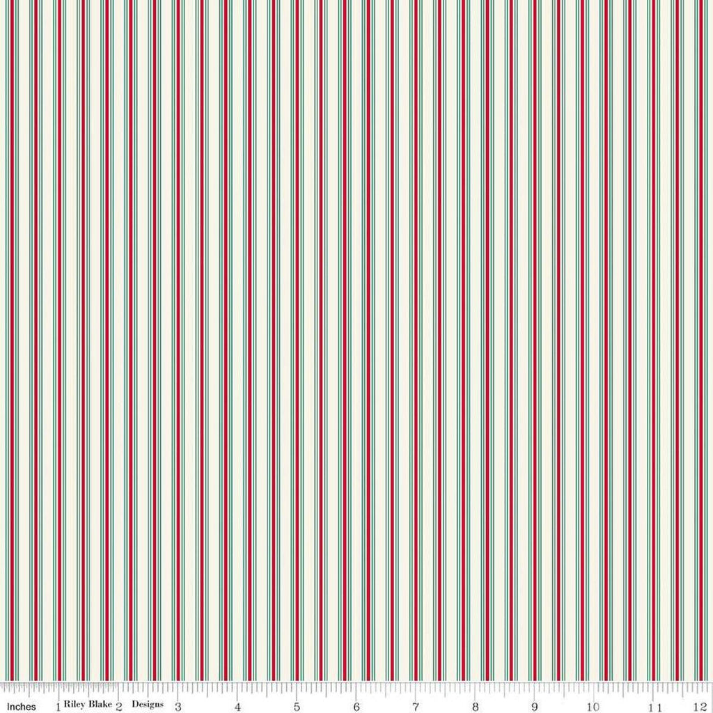 Double Fold Bias Tape 1/2'' Merry Little Christmas Stripes Cream Binding