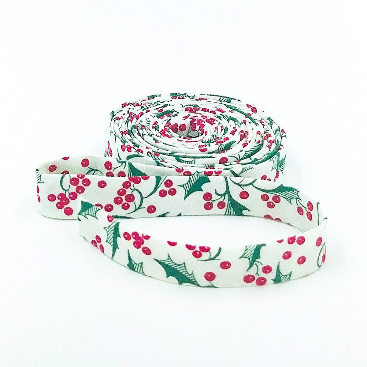 Double Fold Bias Tape 1/2'' Merry Little Christmas Holly Cream