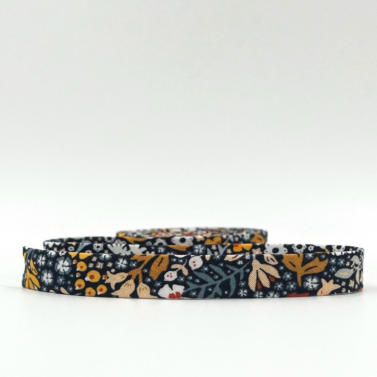Double Fold Bias Tape 1/2'' Old Garden Florentine Black Bias Binding Floral