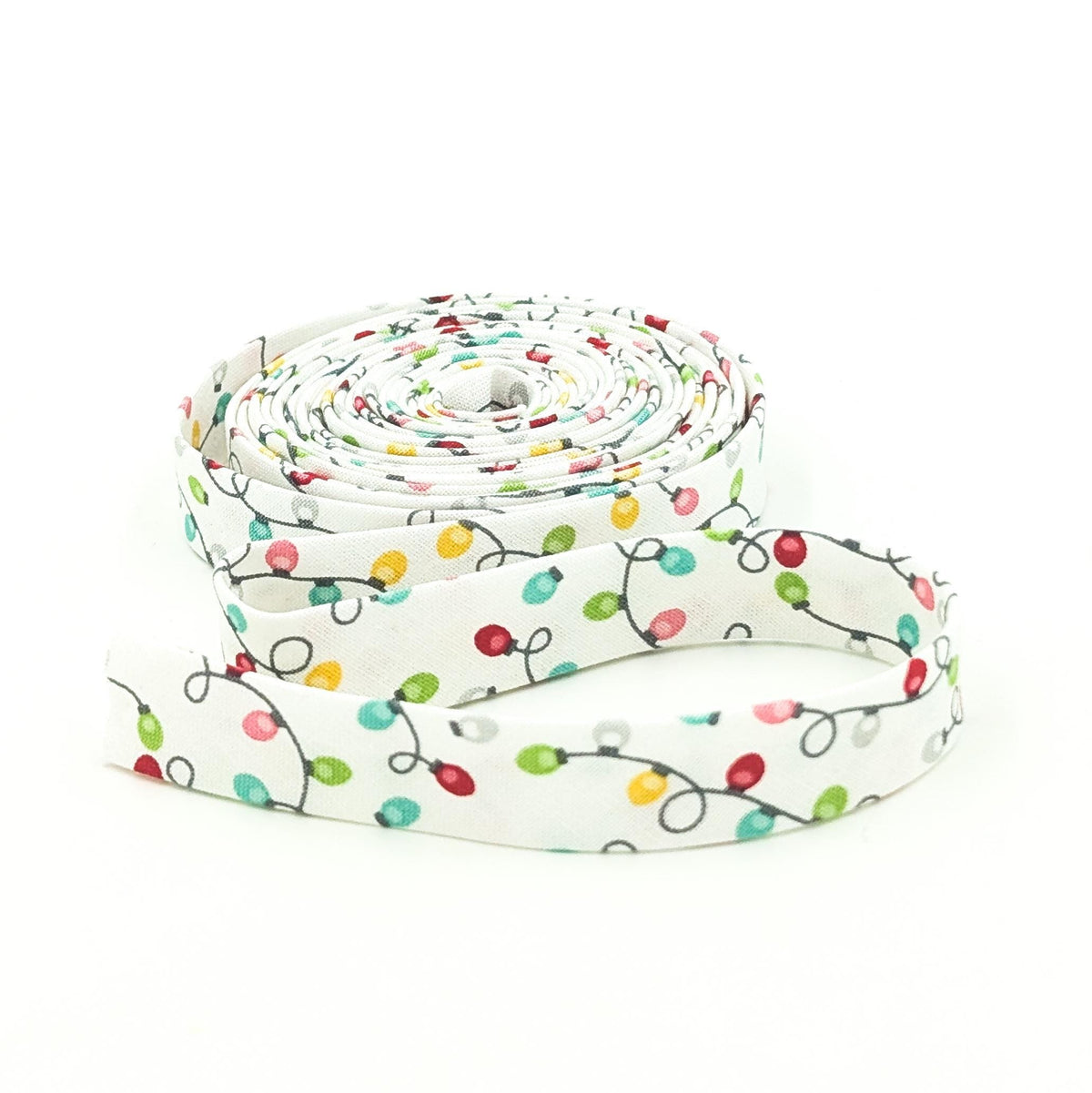 Double Fold Bias Tape 1/2'' Strings of Christmas Lights White