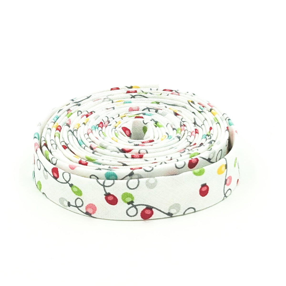 Double Fold Bias Tape 1/2'' Strings of Christmas Lights White