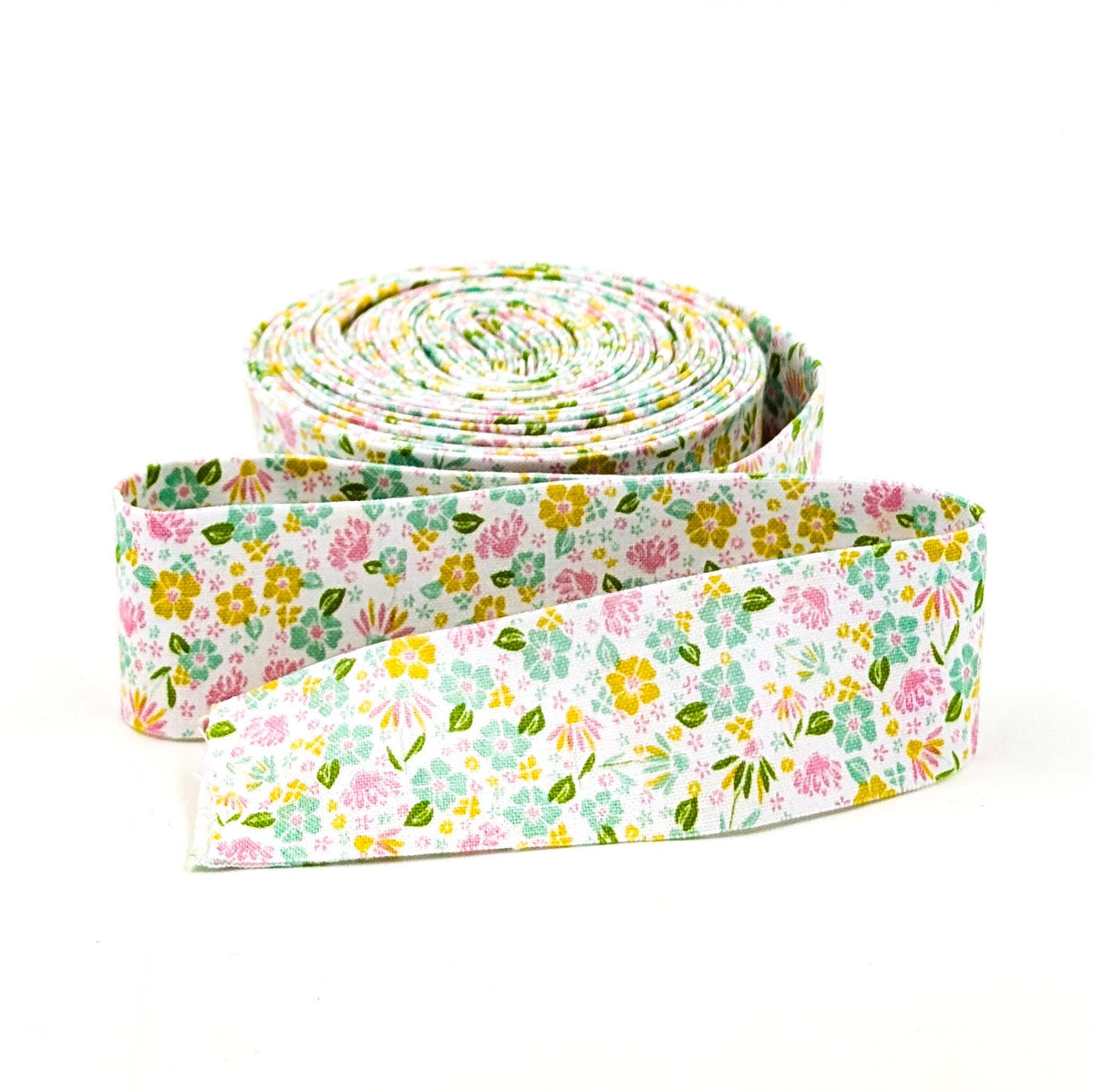 Floral Quilt Binding Summer Skies Floral Pink and Green, 1 1/4" Single Fold