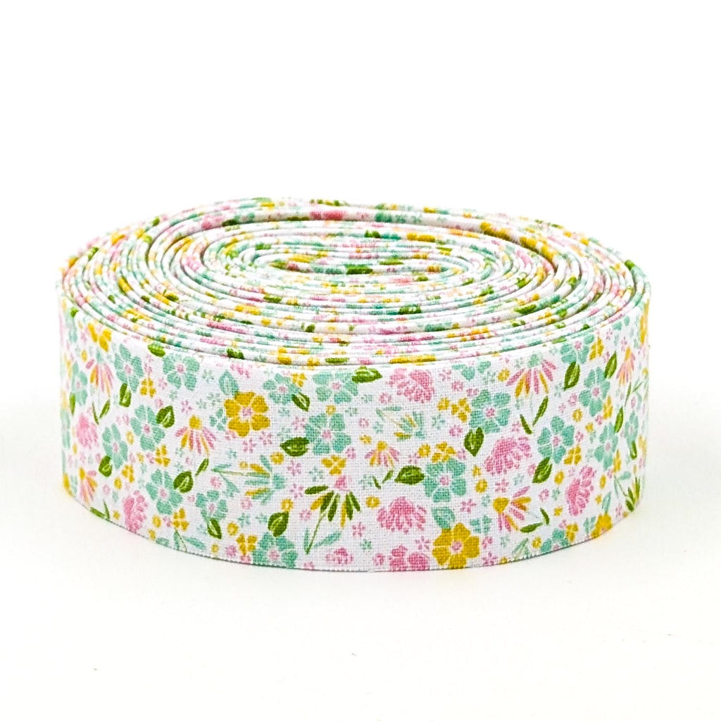 Floral Quilt Binding Summer Skies Floral Pink and Green, 1 1/4" Single Fold