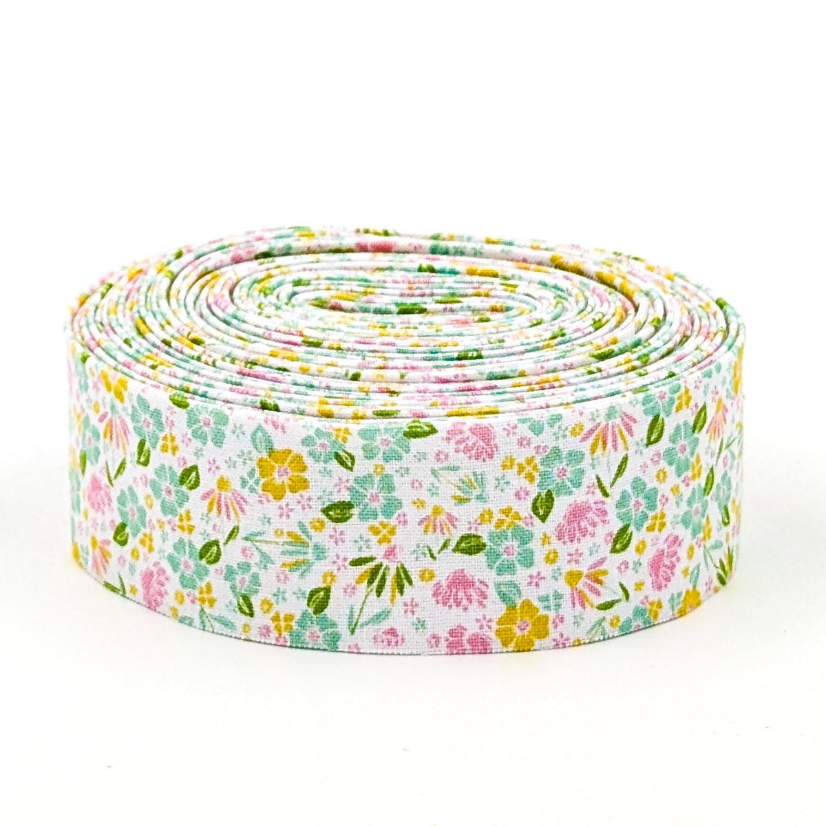 Floral Quilt Binding Summer Skies Floral Pink and Green, 1 1/4" Single Fold