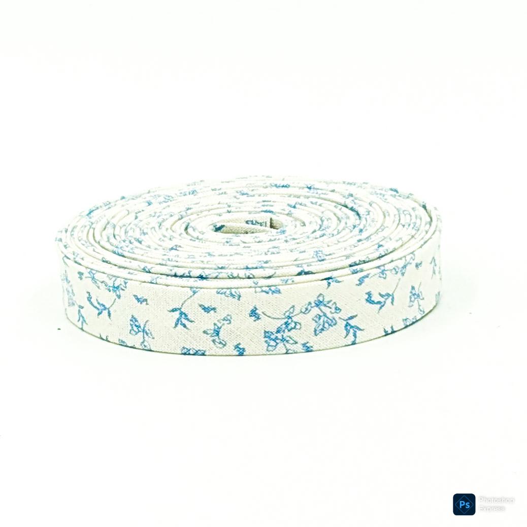Double Fold 1/2'' Bias Tape Penelope Floral Creamy White Blue