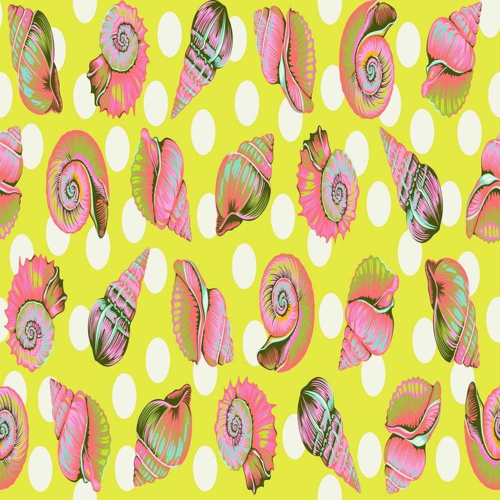Tula Pink Floral Reef Seagrass Yellow Quilt Backing Half Yards