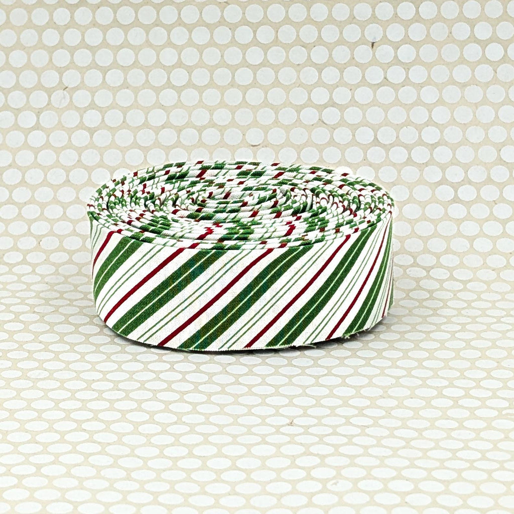 Quilt Binding Merry Little Christmas Stripe Cream 1 1/4" Single Fold