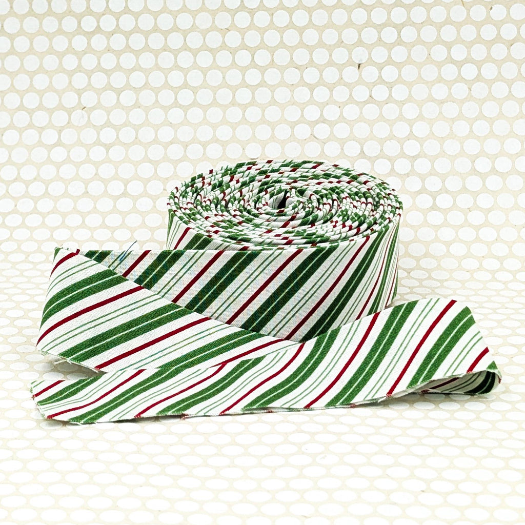 Quilt Binding Merry Little Christmas Stripe Cream 1 1/4" Single Fold