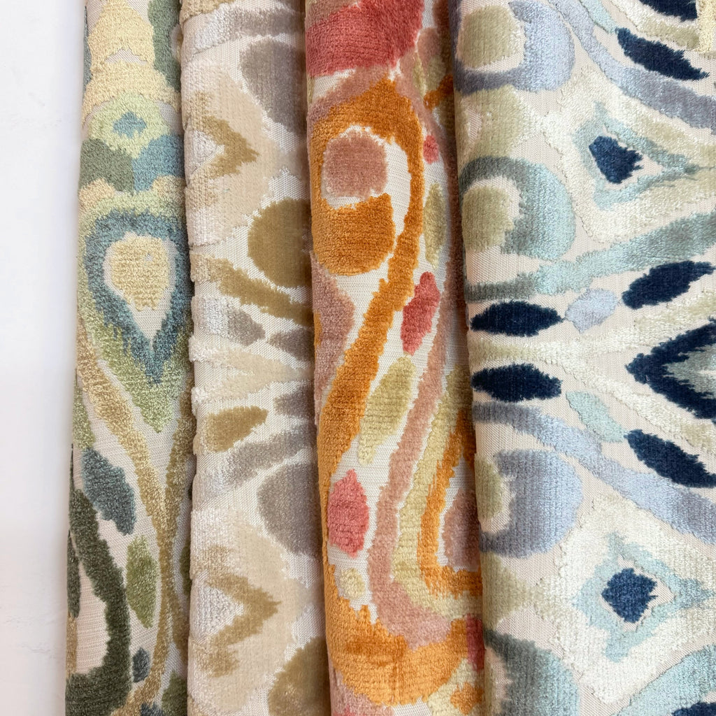 KASURI - TEAR DROP DESIGN CUT VELVET UPHOLSTERY FABRIC