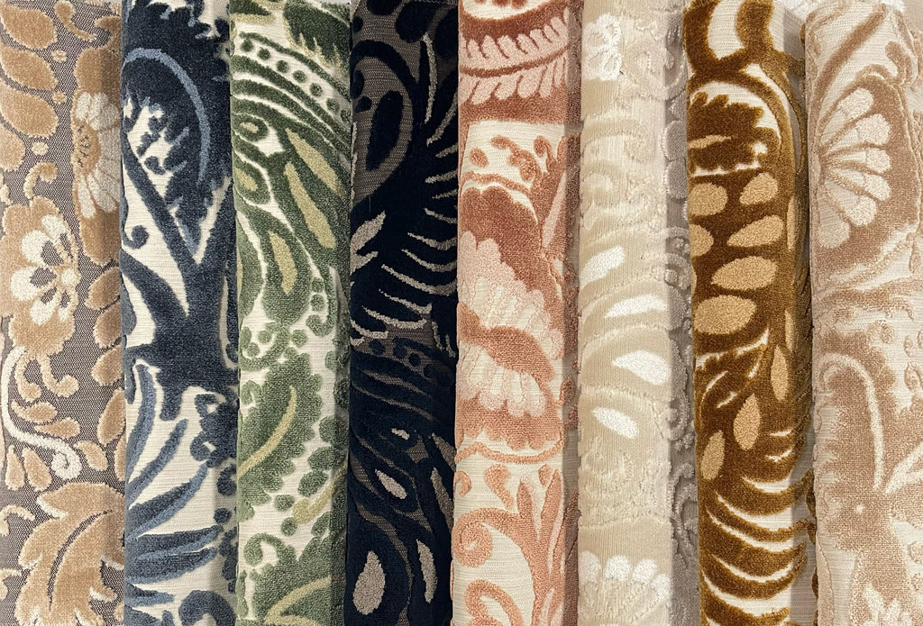 OTOMI - MEXICAN OTOMI PATTERN CUT VELVET UPHOLSTERY FABRIC BY THE YARD