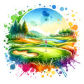Watercolor Golf Fabric Panel 5
