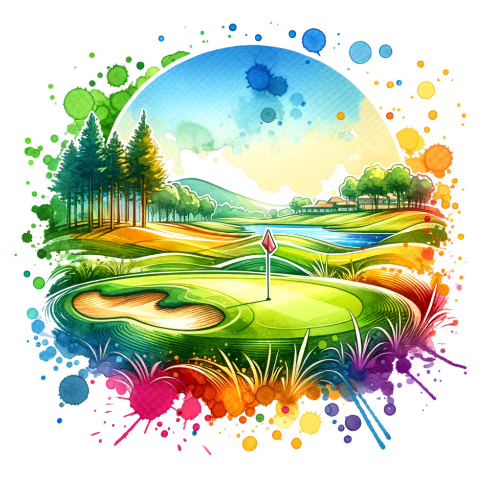 Watercolor Golf Fabric Panel 5
