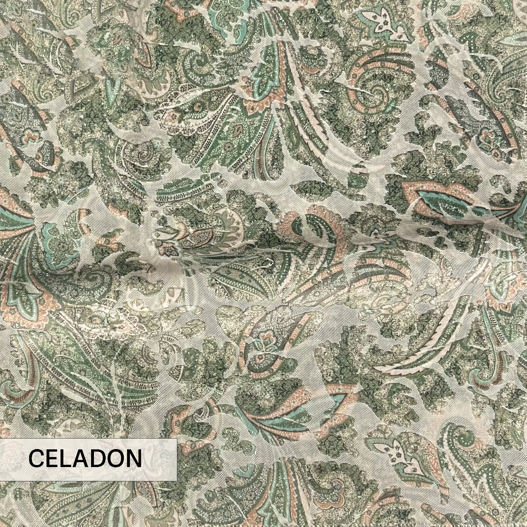 FLORIAN - BOTANICAL PAISLEY PRINTED CUT VELVET UPHOLSTERY FABRIC BY THE YARD