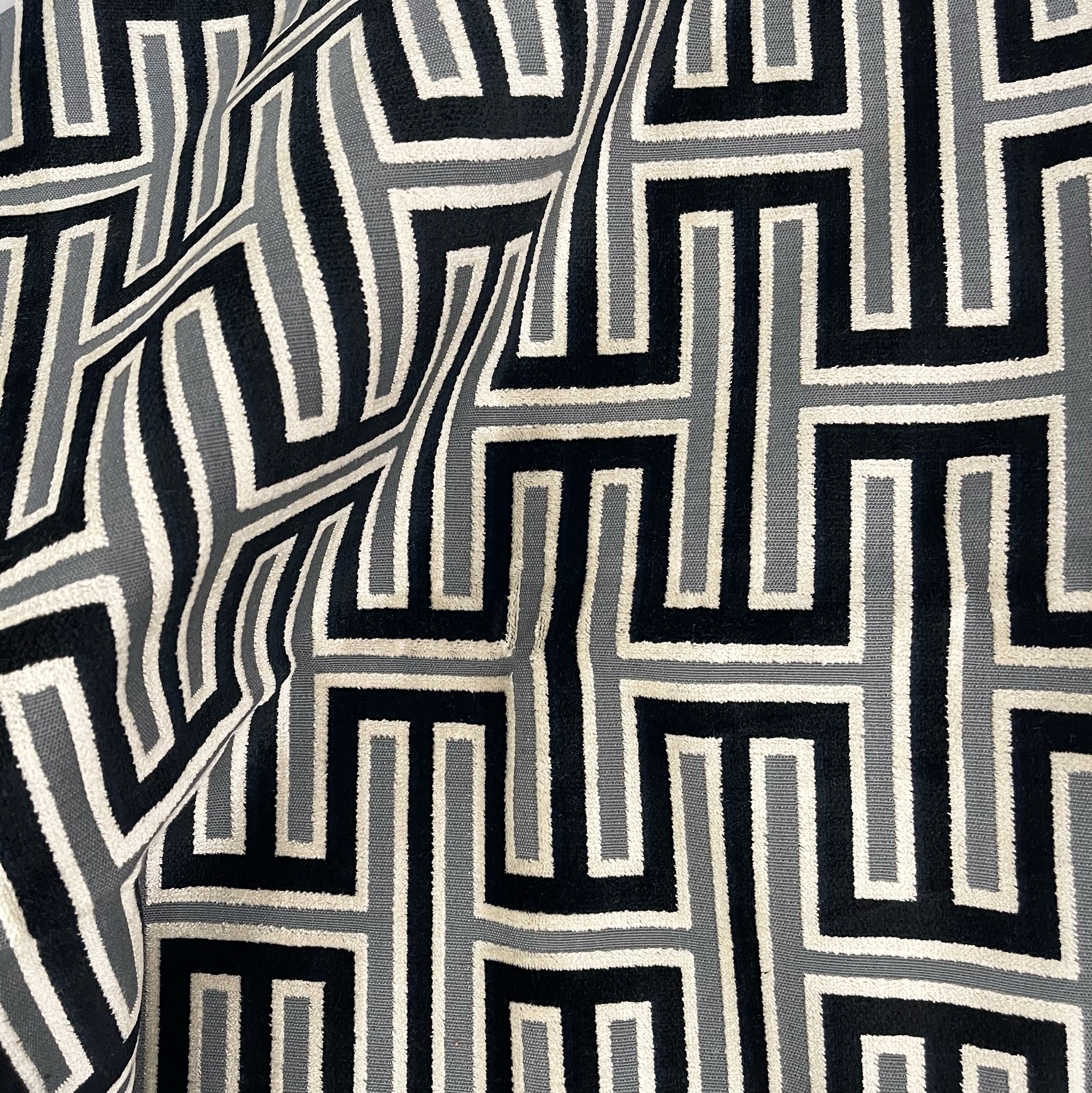CARLYLE - MURIEL, GEOMETRIC PATTERN CUT VELVET UPHOLSTERY FABRIC